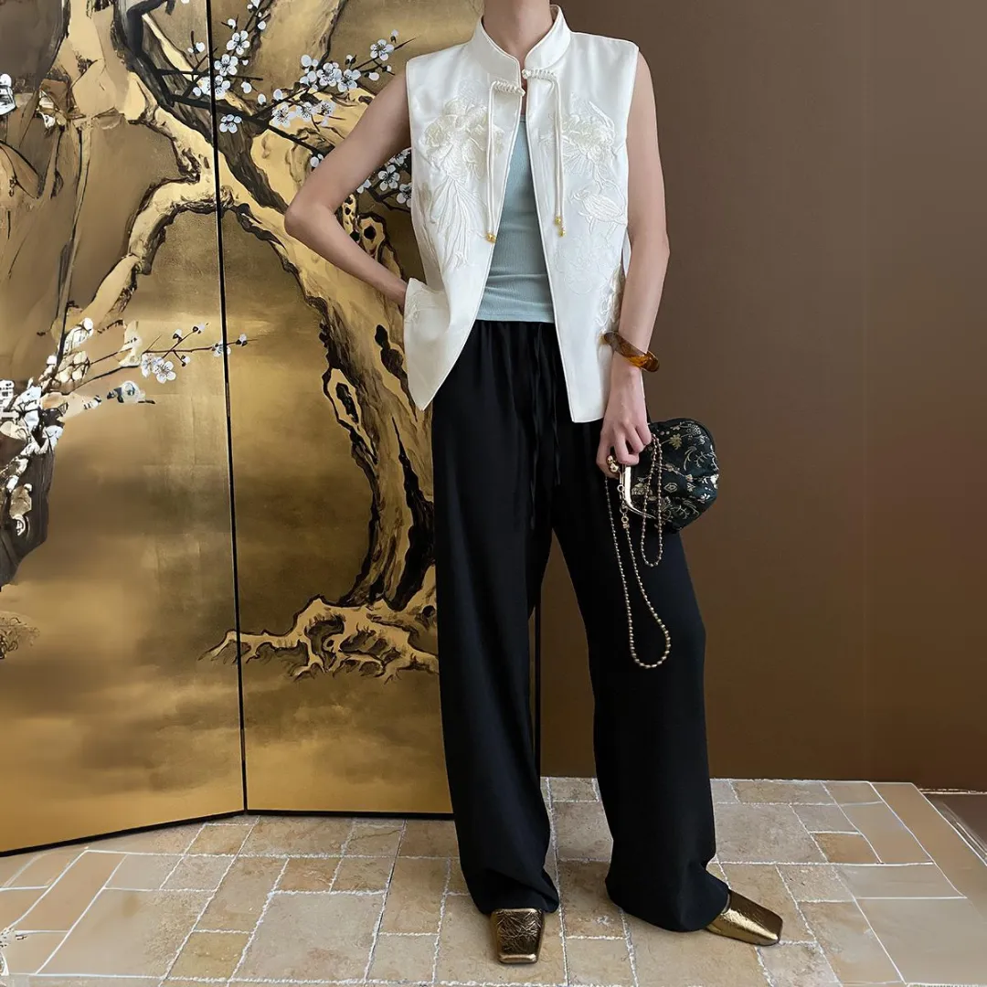 新中式流苏盘扣刺绣背心马甲 New Chinese Style Tassel Button Embroidered Vest