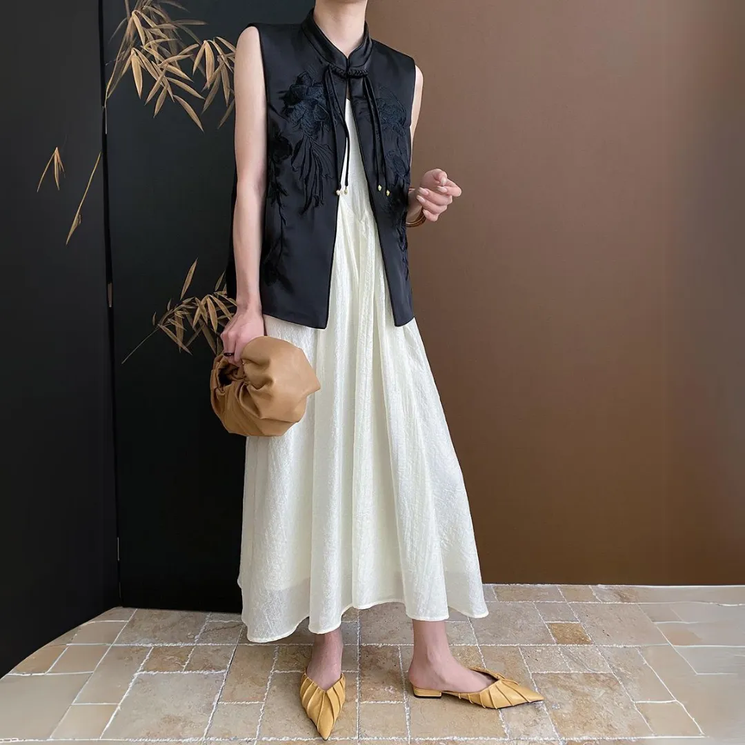 新中式流苏盘扣刺绣背心马甲 New Chinese Style Tassel Button Embroidered Vest