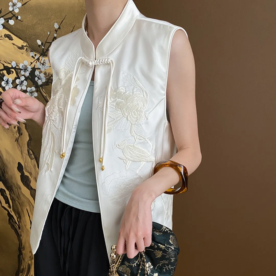 新中式流苏盘扣刺绣背心马甲 New Chinese Style Tassel Button Embroidered Vest