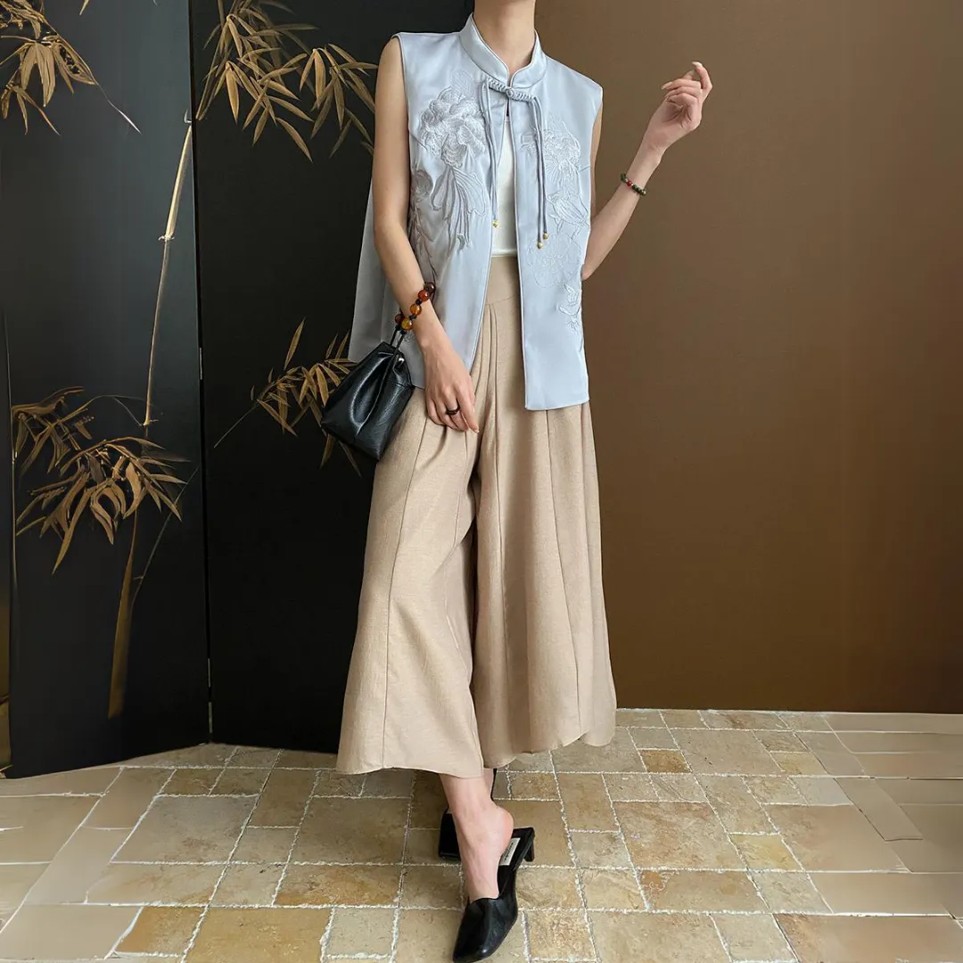 新中式流苏盘扣刺绣背心马甲 New Chinese Style Tassel Button Embroidered Vest