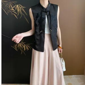 新中式流苏盘扣刺绣背心马甲 New Chinese Style Tassel Button Embroidered Vest