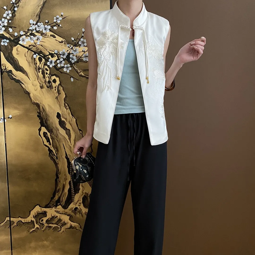 新中式流苏盘扣刺绣背心马甲 New Chinese Style Tassel Button Embroidered Vest