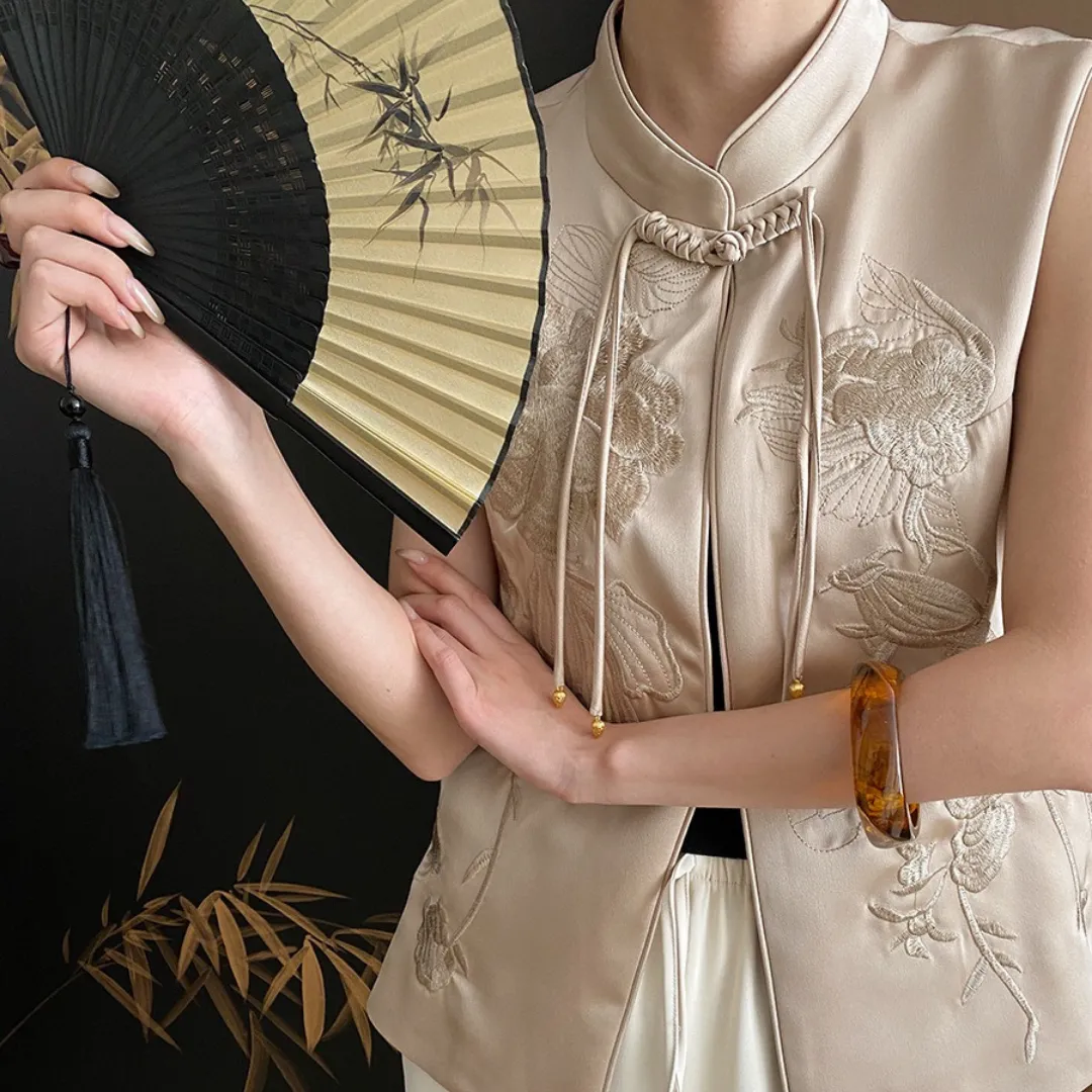 新中式流苏盘扣刺绣背心马甲 New Chinese Style Tassel Button Embroidered Vest