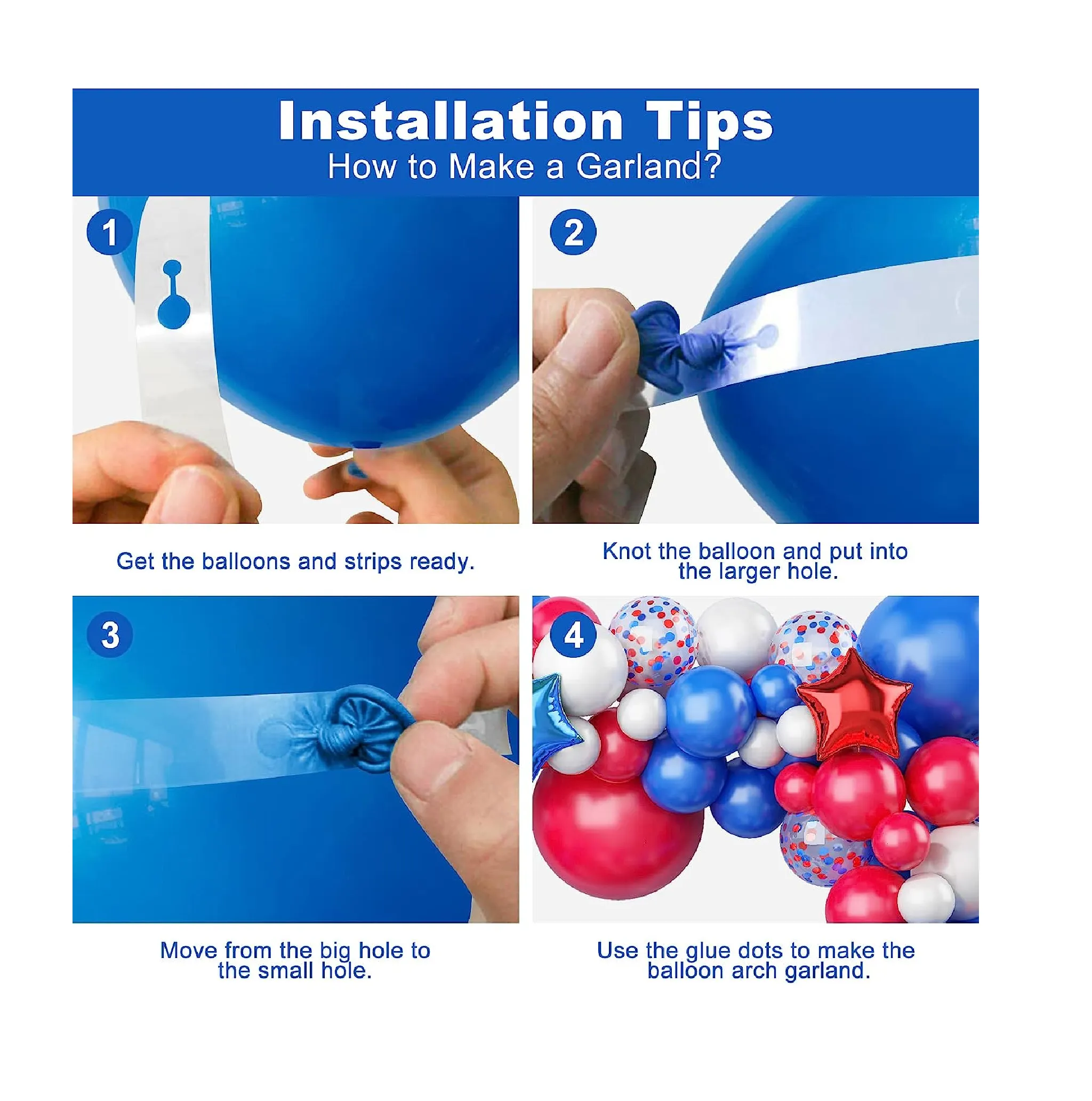 138PCS Red White and Blue Balloon Garland Arch Kit 18 12 10 5 inch Red and Blue White Balloon Garland with Stars for 4th of July Decorations Birthday Baseball Hero Veterans Memorial Patriotic Day