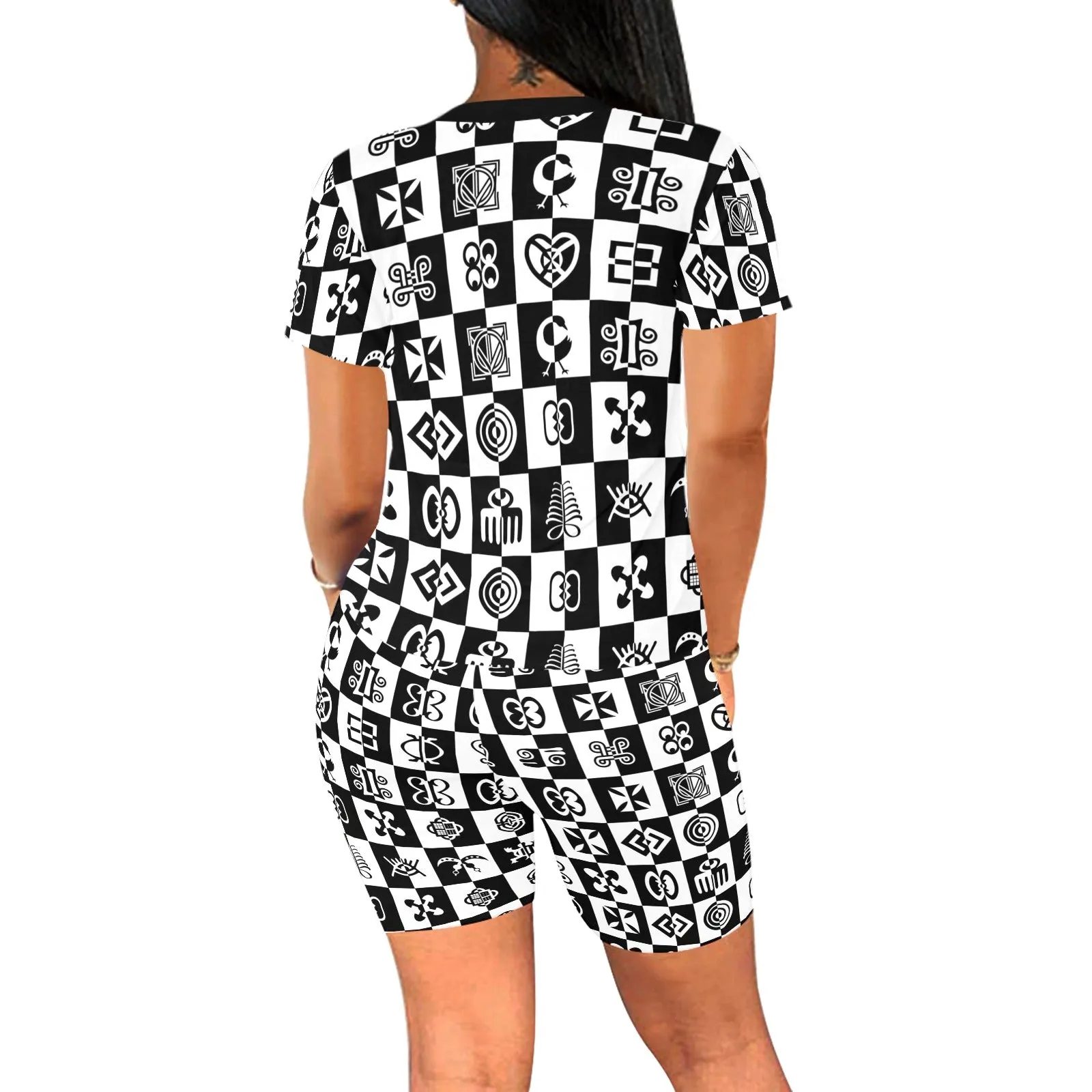 ADINKRA PUZZLE Women's Short Yoga Set