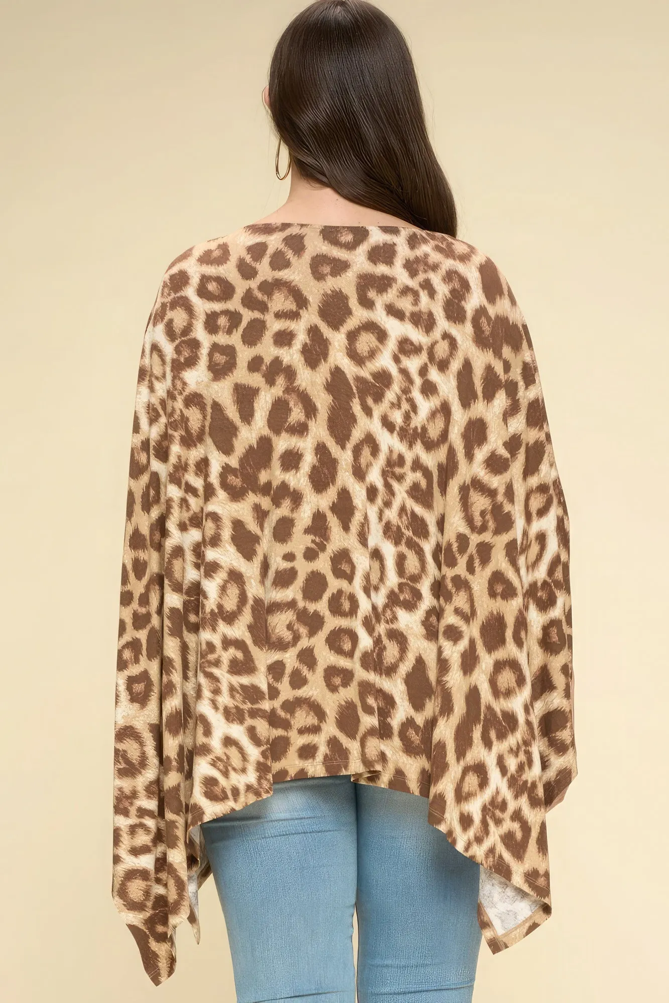Animal Printed Rayon Span Poncho no