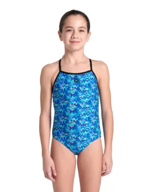 Arena Girls Pooltiles Lightdrop Swimsuit - Black/Blue Multi
