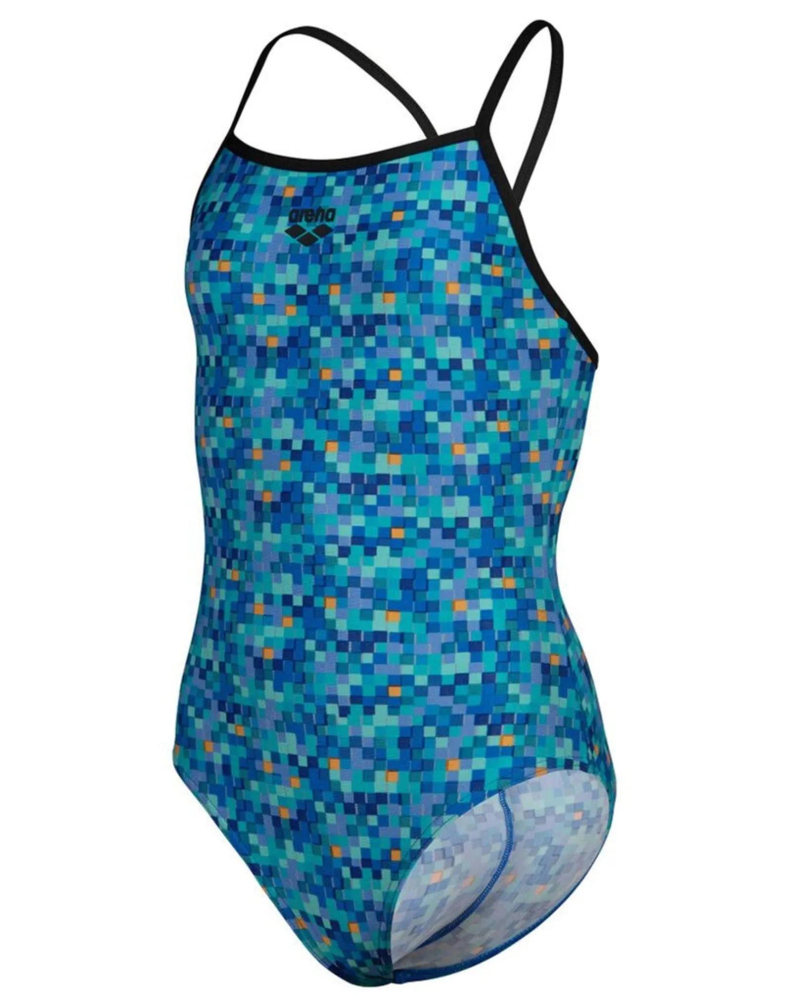 Arena Girls Pooltiles Lightdrop Swimsuit - Black/Blue Multi