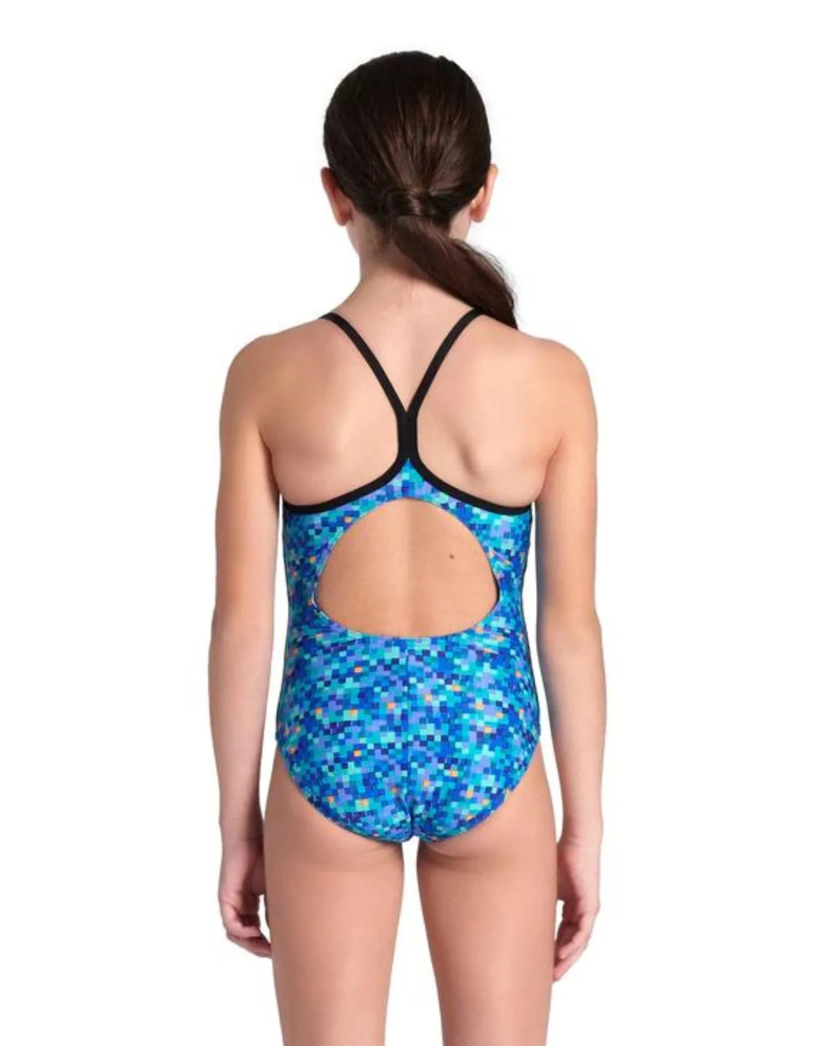 Arena Girls Pooltiles Lightdrop Swimsuit - Black/Blue Multi