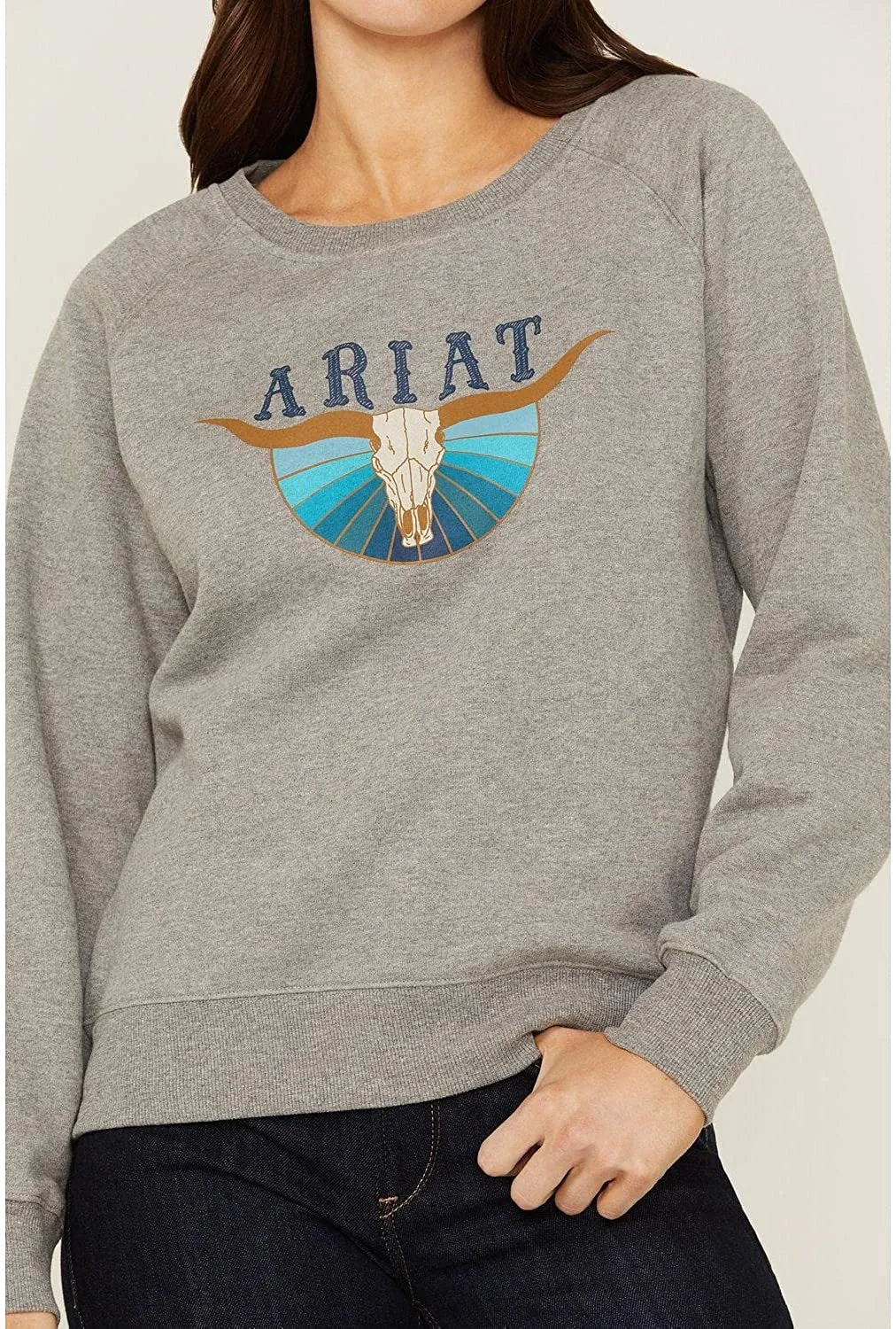 Ariat Women's R.E.A.L. Pacific Steerhead Sweatshirt, Heather Grey