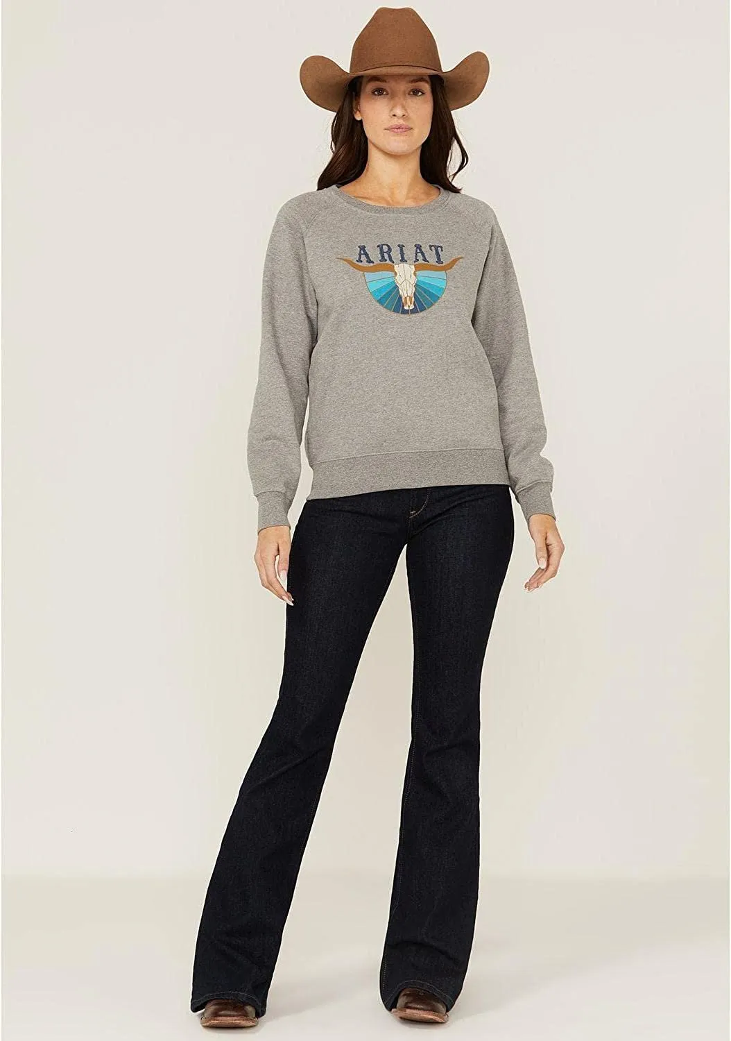 Ariat Women's R.E.A.L. Pacific Steerhead Sweatshirt, Heather Grey
