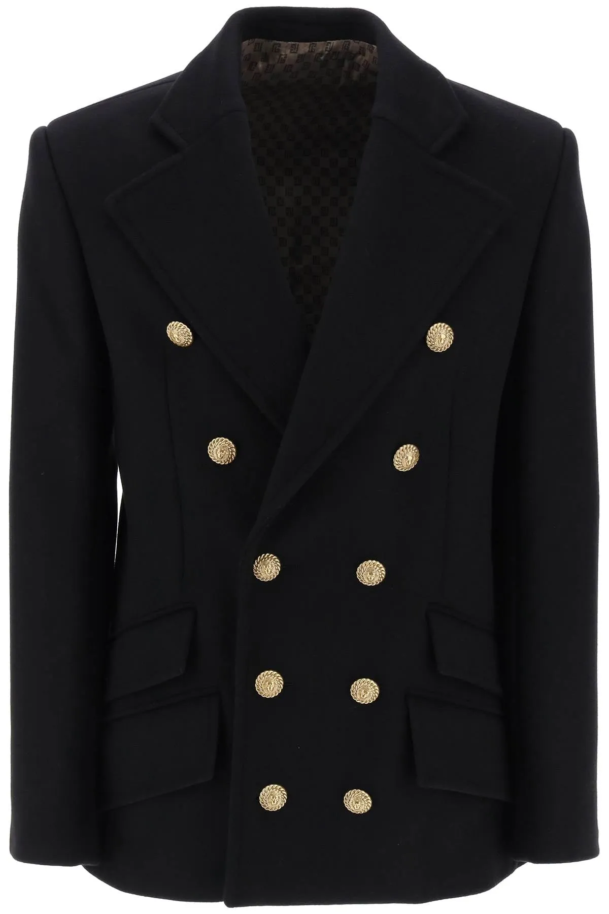 Balmain Double-Breasted Wool Peacoat