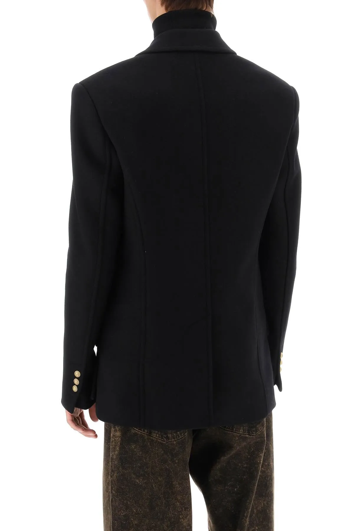 Balmain Double-Breasted Wool Peacoat