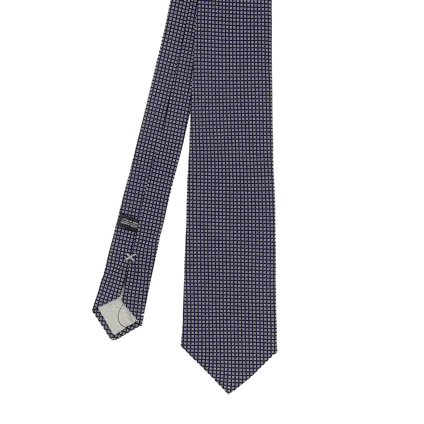 Blue white patterned jacquard pure silk hand made tie