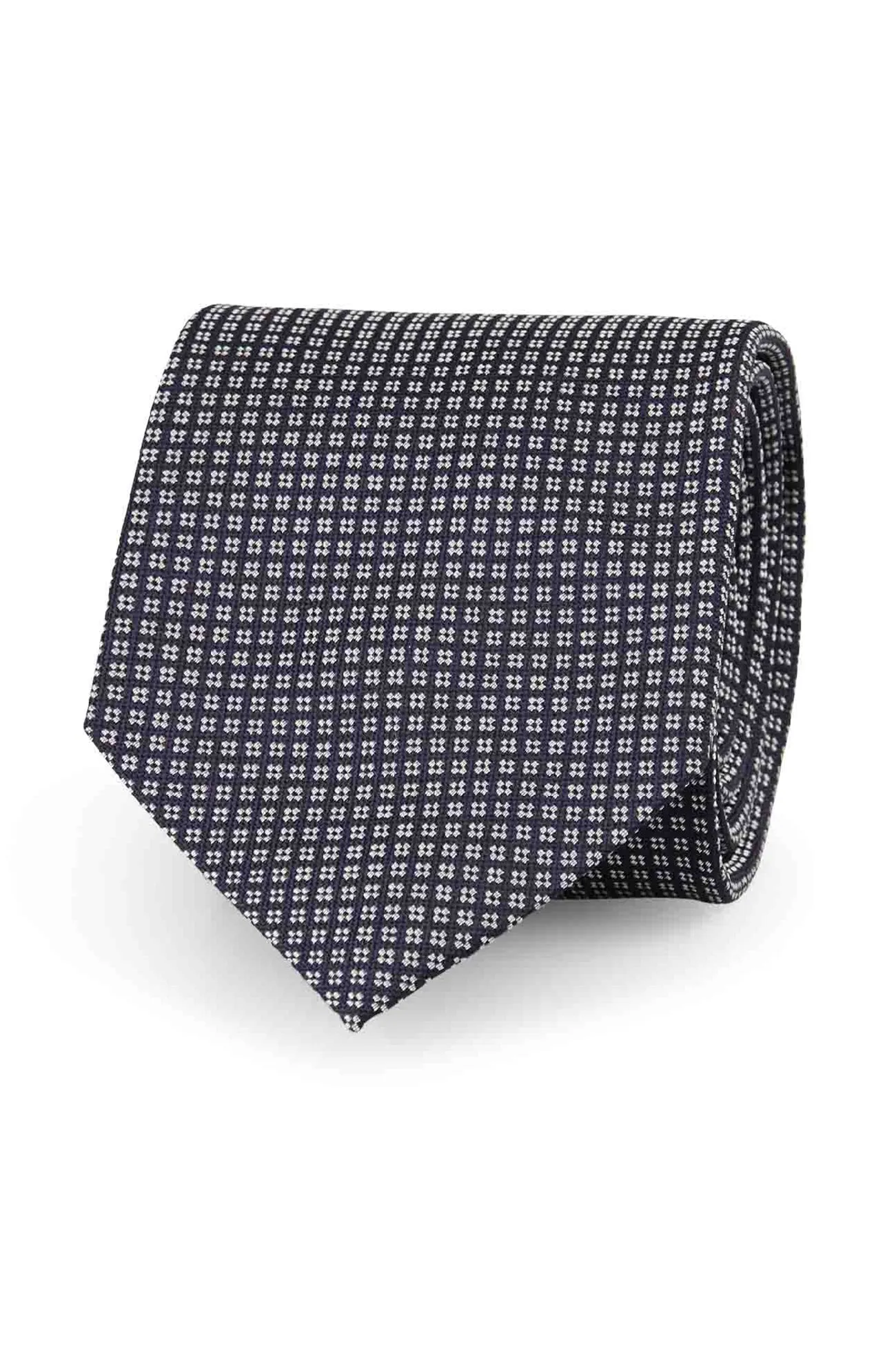 Blue white patterned jacquard pure silk hand made tie