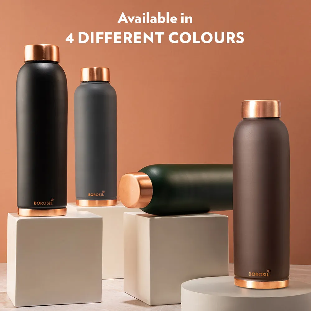 Borosil Eco Copper Bottle, Black - Personalise