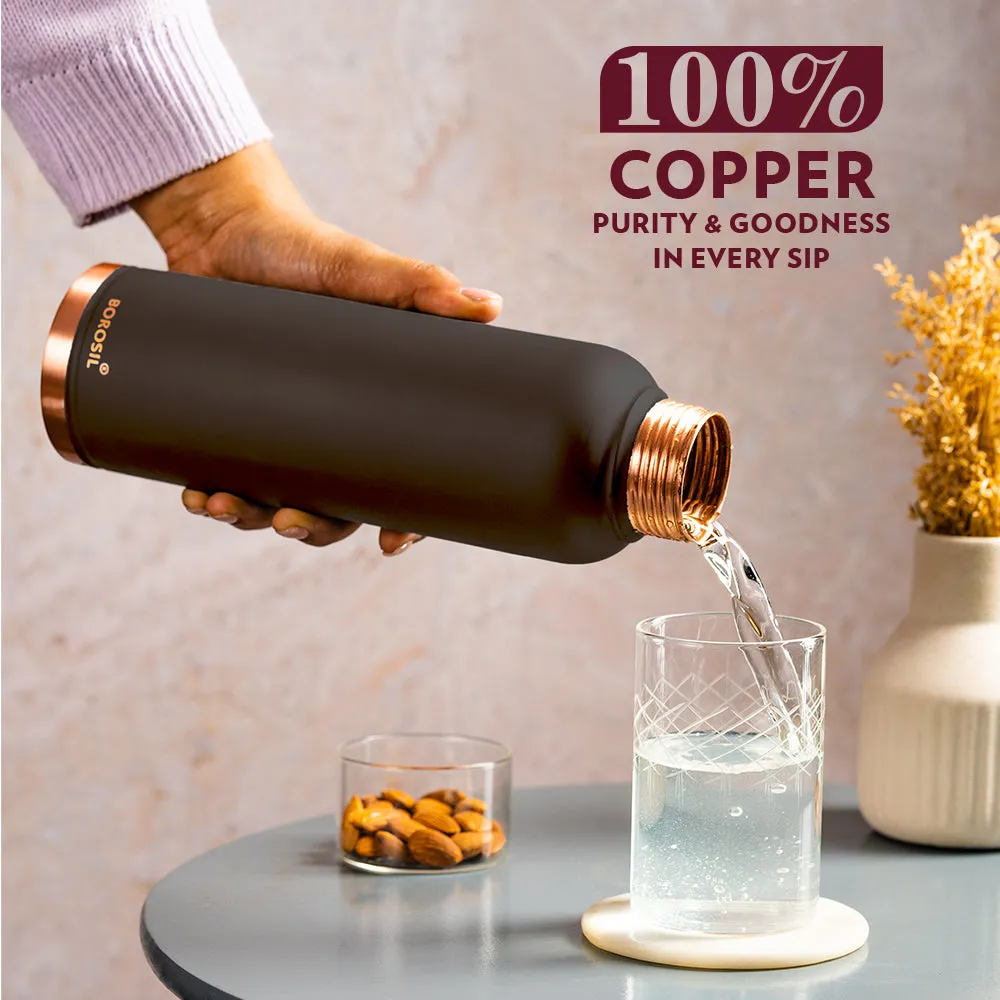 Borosil Eco Copper Bottle, Black - Personalise