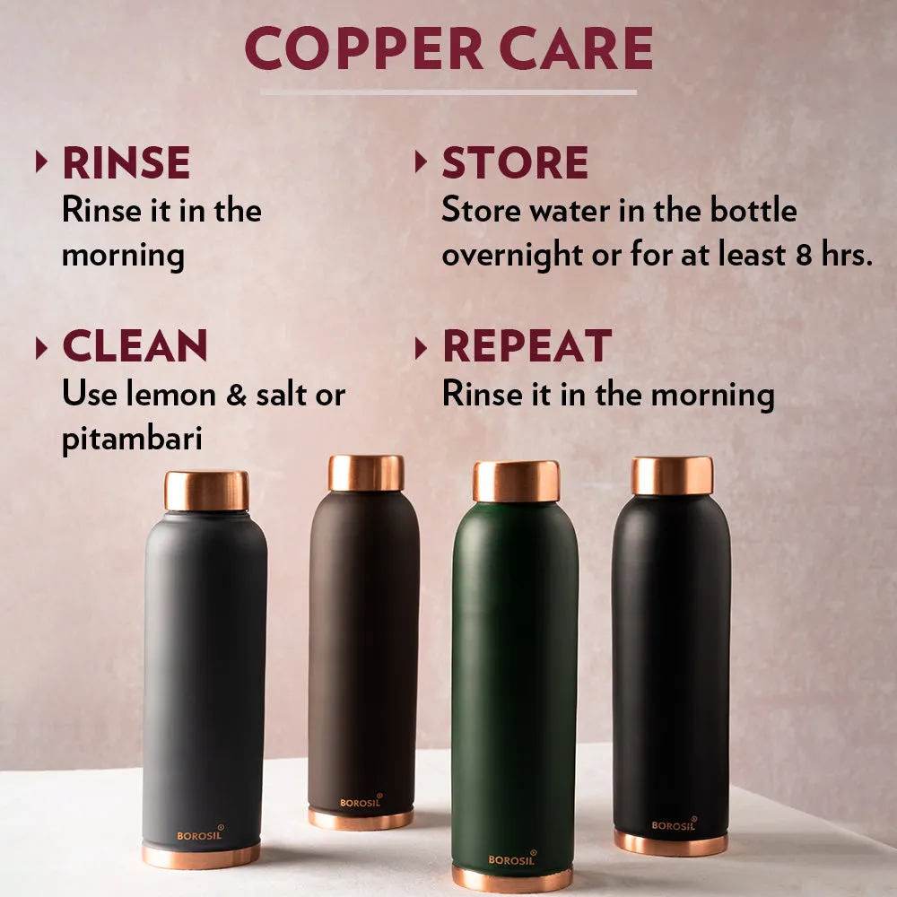 Borosil Eco Copper Bottle, Black - Personalise