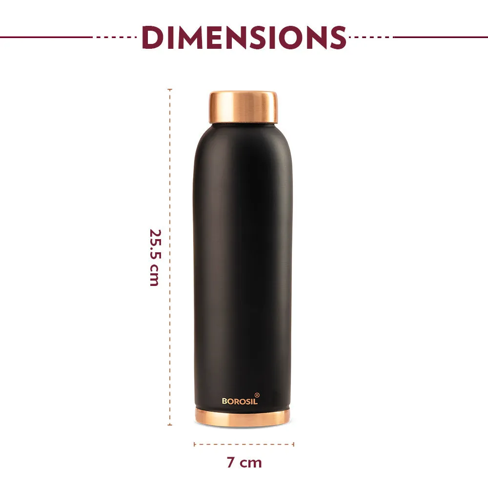 Borosil Eco Copper Bottle, Black - Personalise