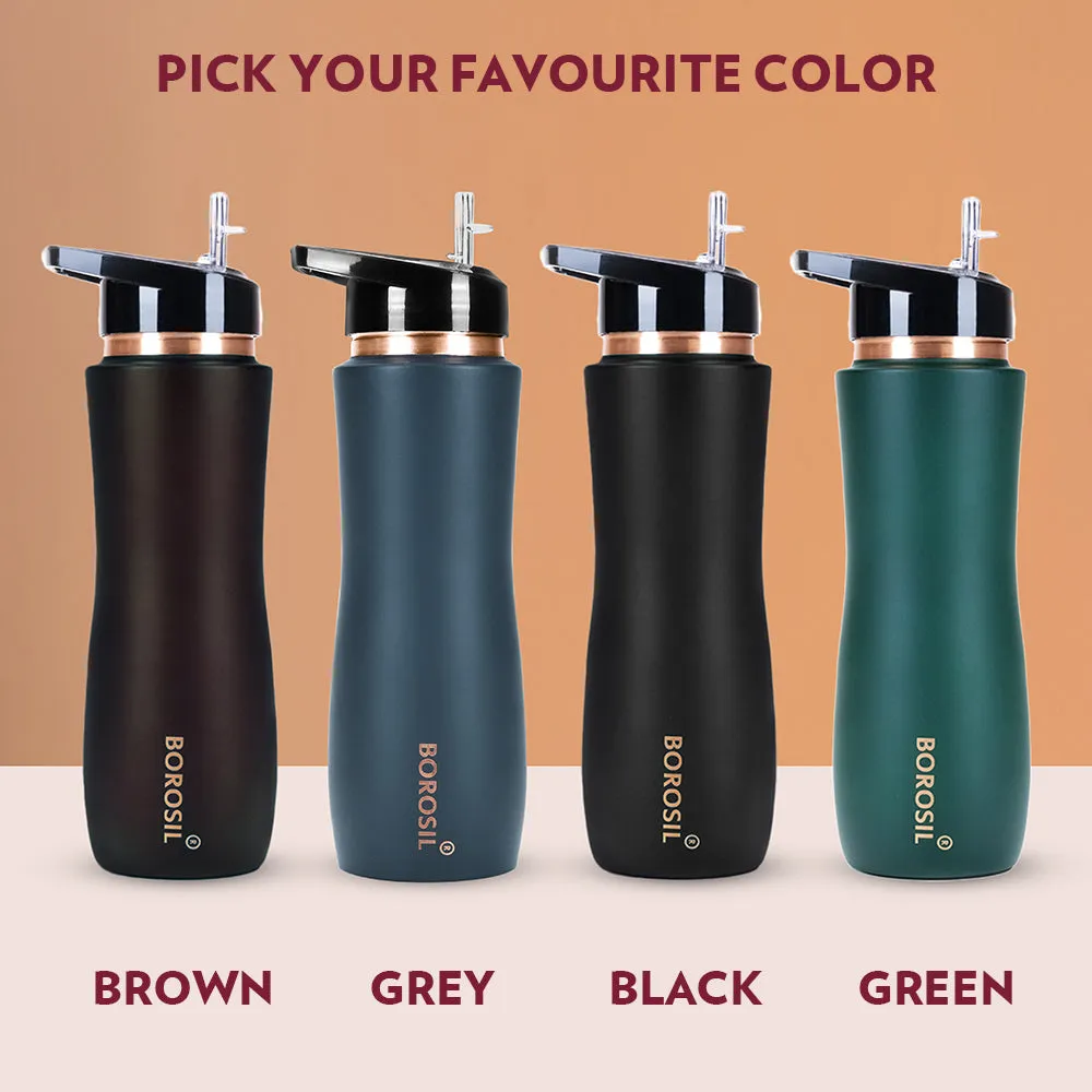 Borosil Sipper Copper Bottle, Brown, 750 ml