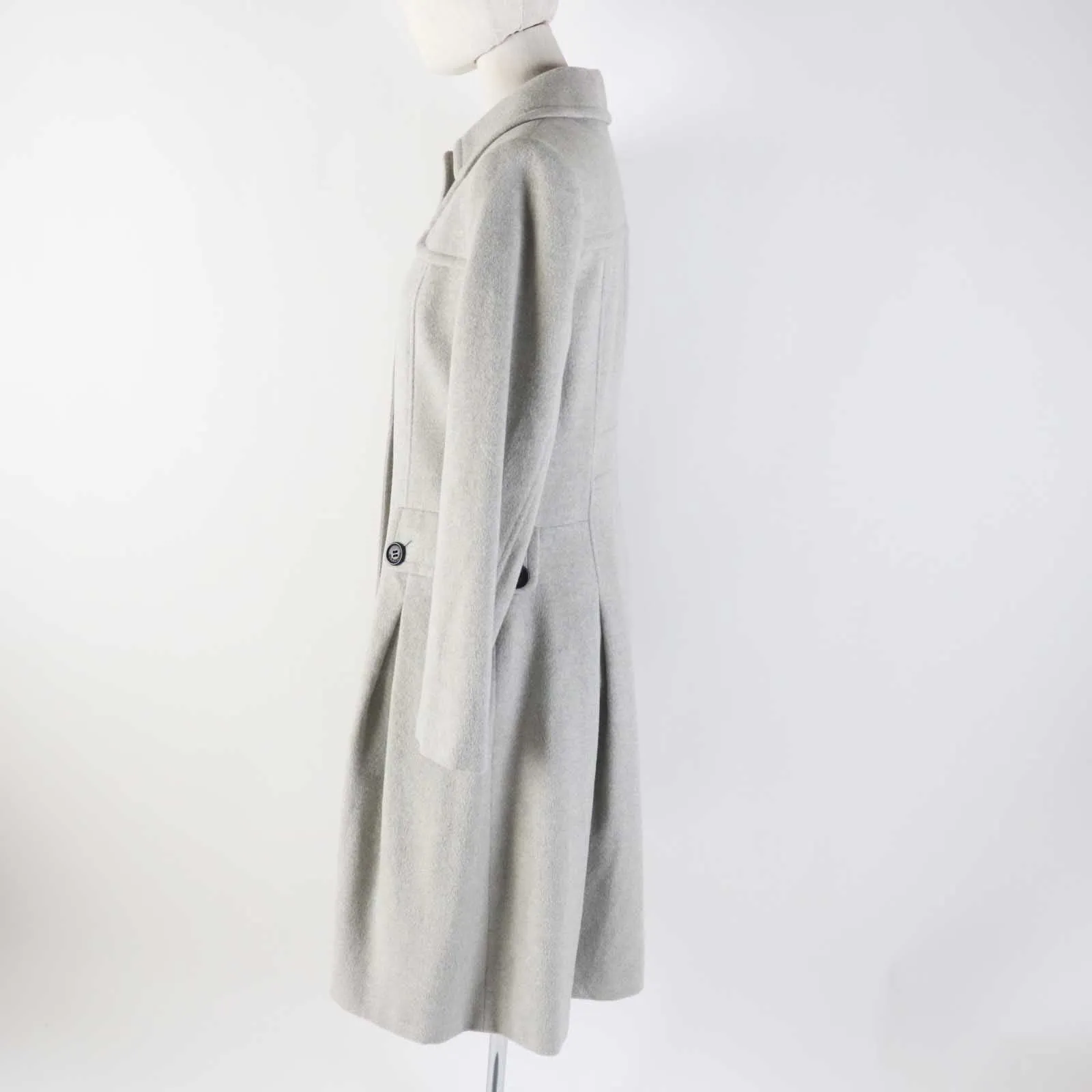 Burberry Angola Wool Coat Light Gray Women