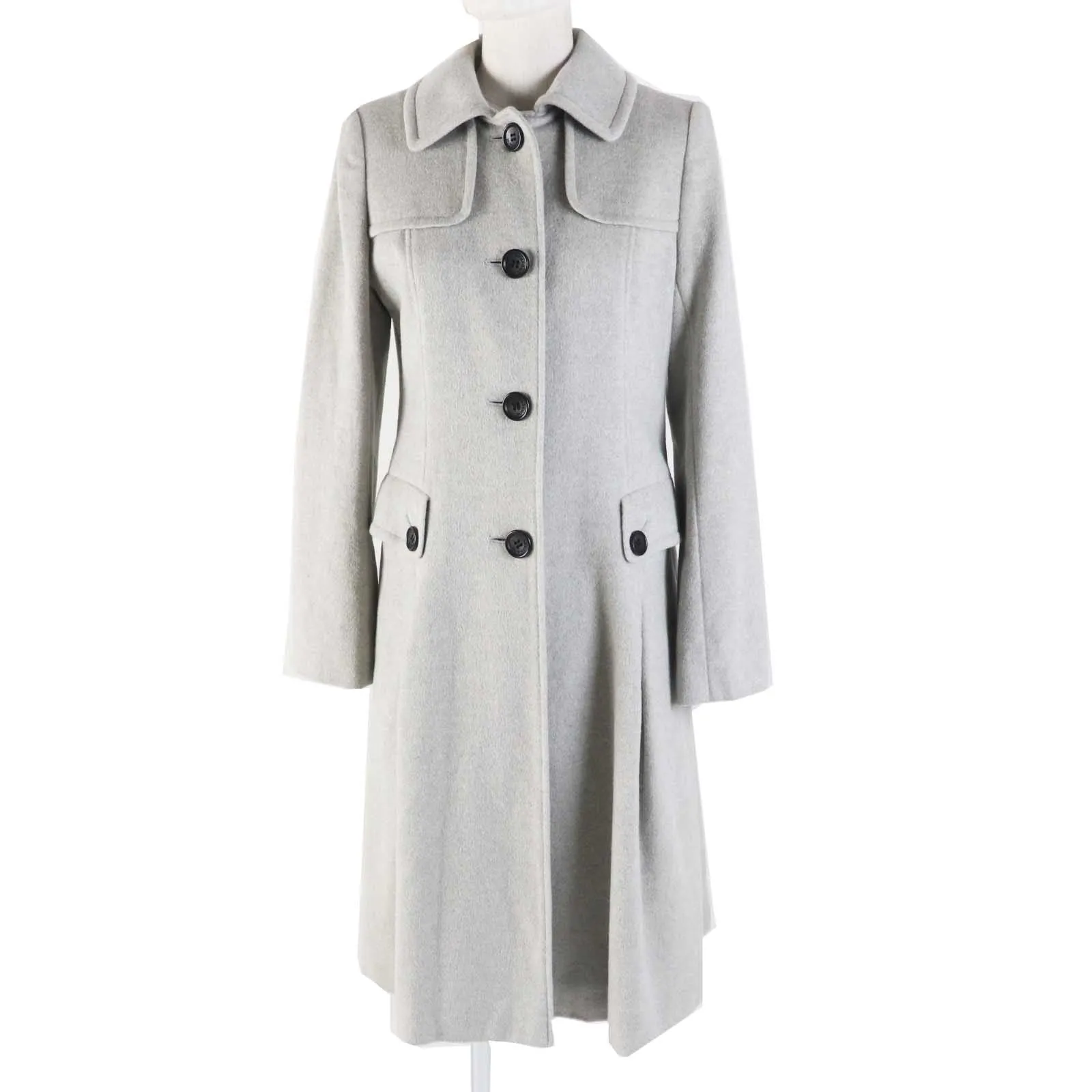 Burberry Angola Wool Coat Light Gray Women