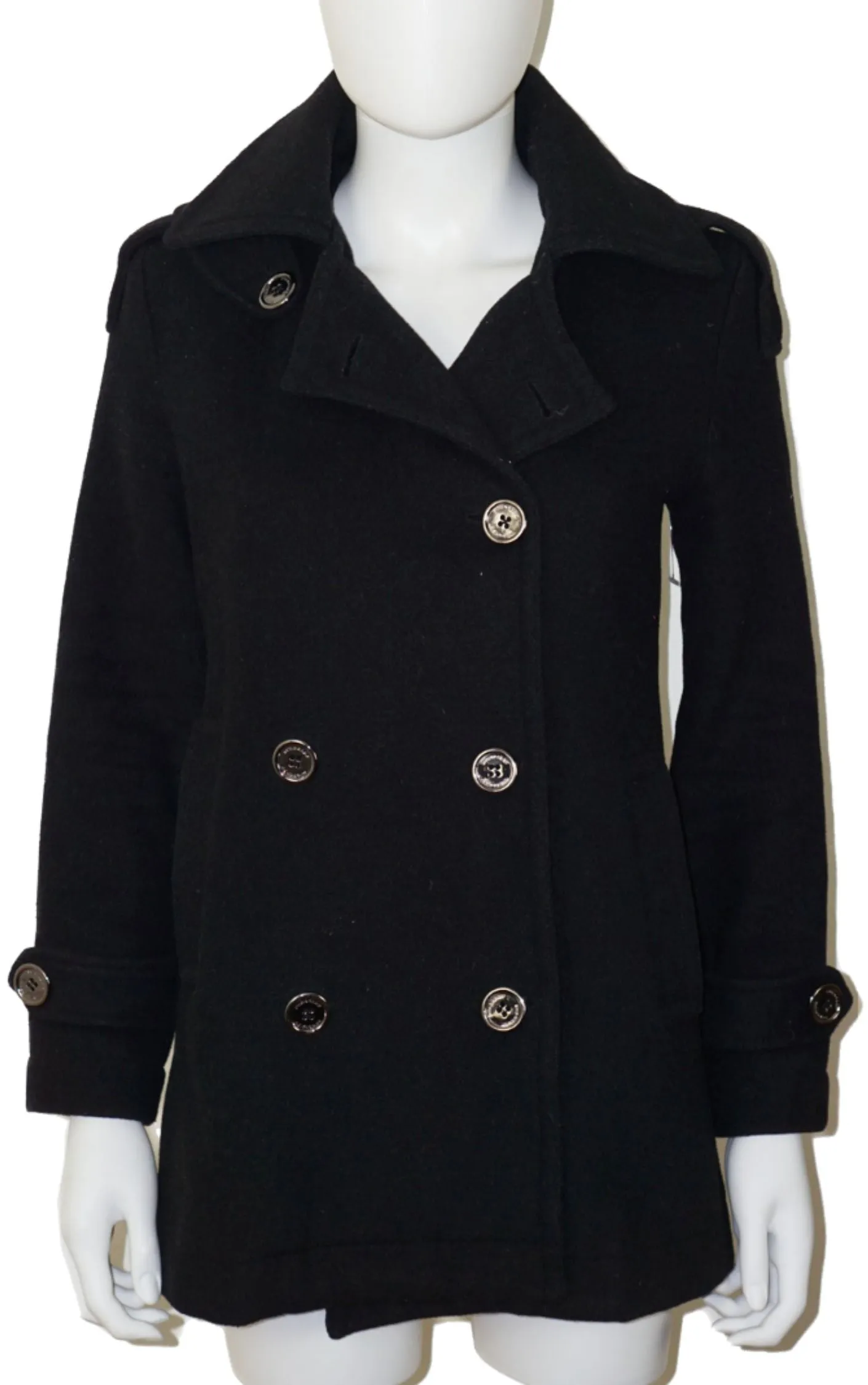BURBERRY Brit Black Double Breasted Wool Jacket