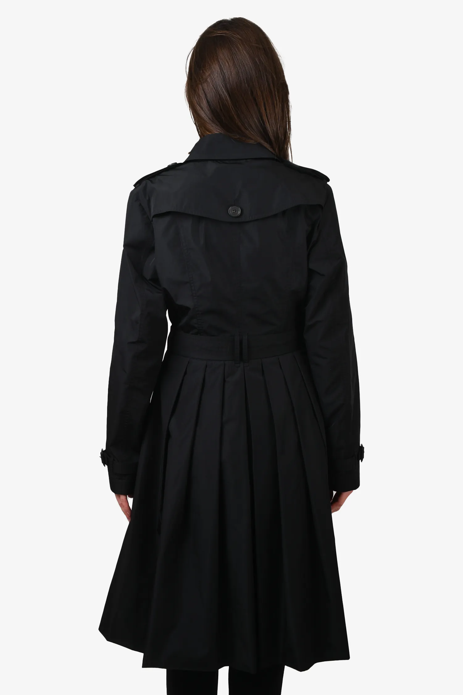 Burberry London Black Nylon Water Resistant Trench Coat Size 12 US