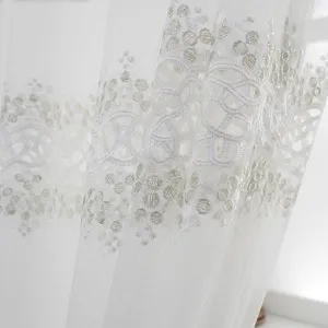 Chic Geometric Embroidered Tulle Drapes for Contemporary Home Decor