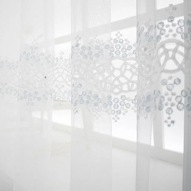 Chic Geometric Embroidered Tulle Drapes for Contemporary Home Decor