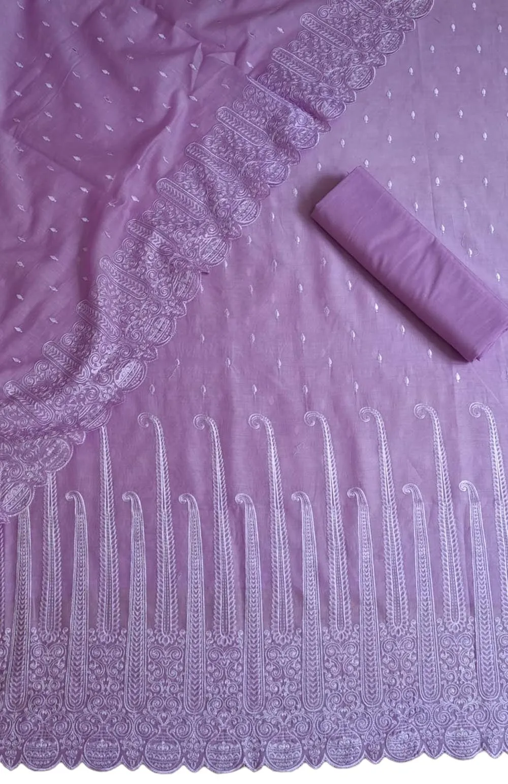Chic Pink Chikankari Chanderi Suit Set - Unstitched 3-Piece for a Stunning Look