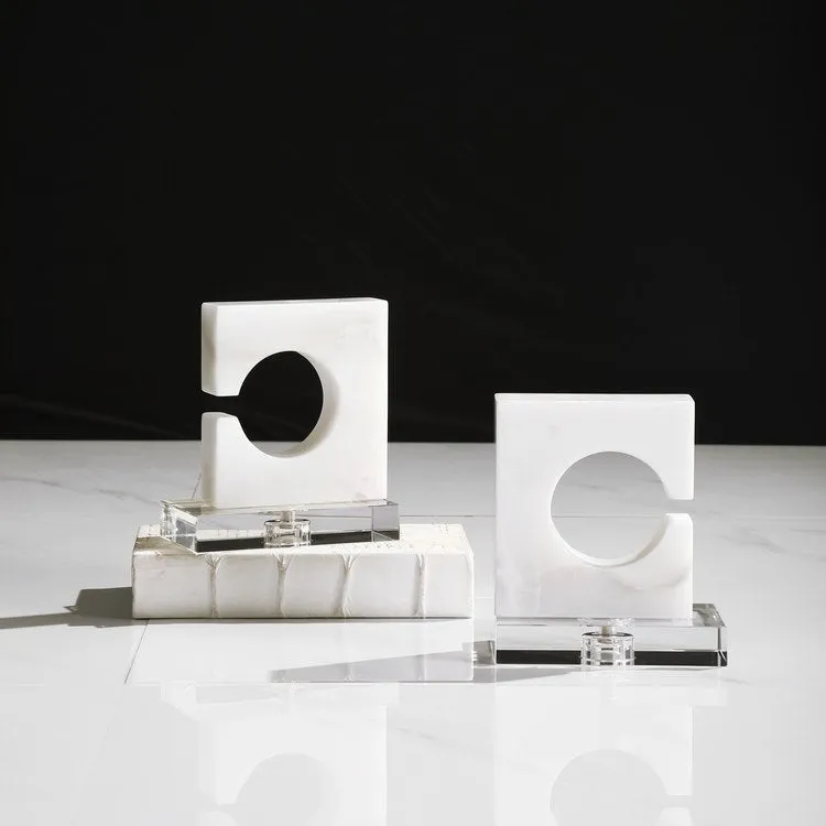 Clarin White and Gray Bookends by David Frisch Set of 2