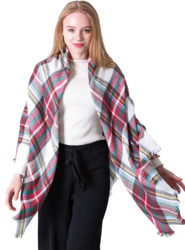 Colorful Plaid Double-sided Cashmere-like Plaid Scarf