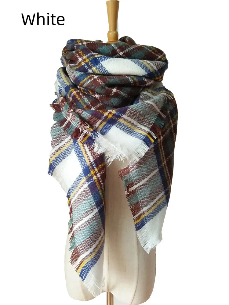 Colorful Plaid Double-sided Cashmere-like Plaid Scarf