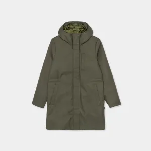 Cotton Padded Unisex Knee Length Parka Jacket in Olive Green