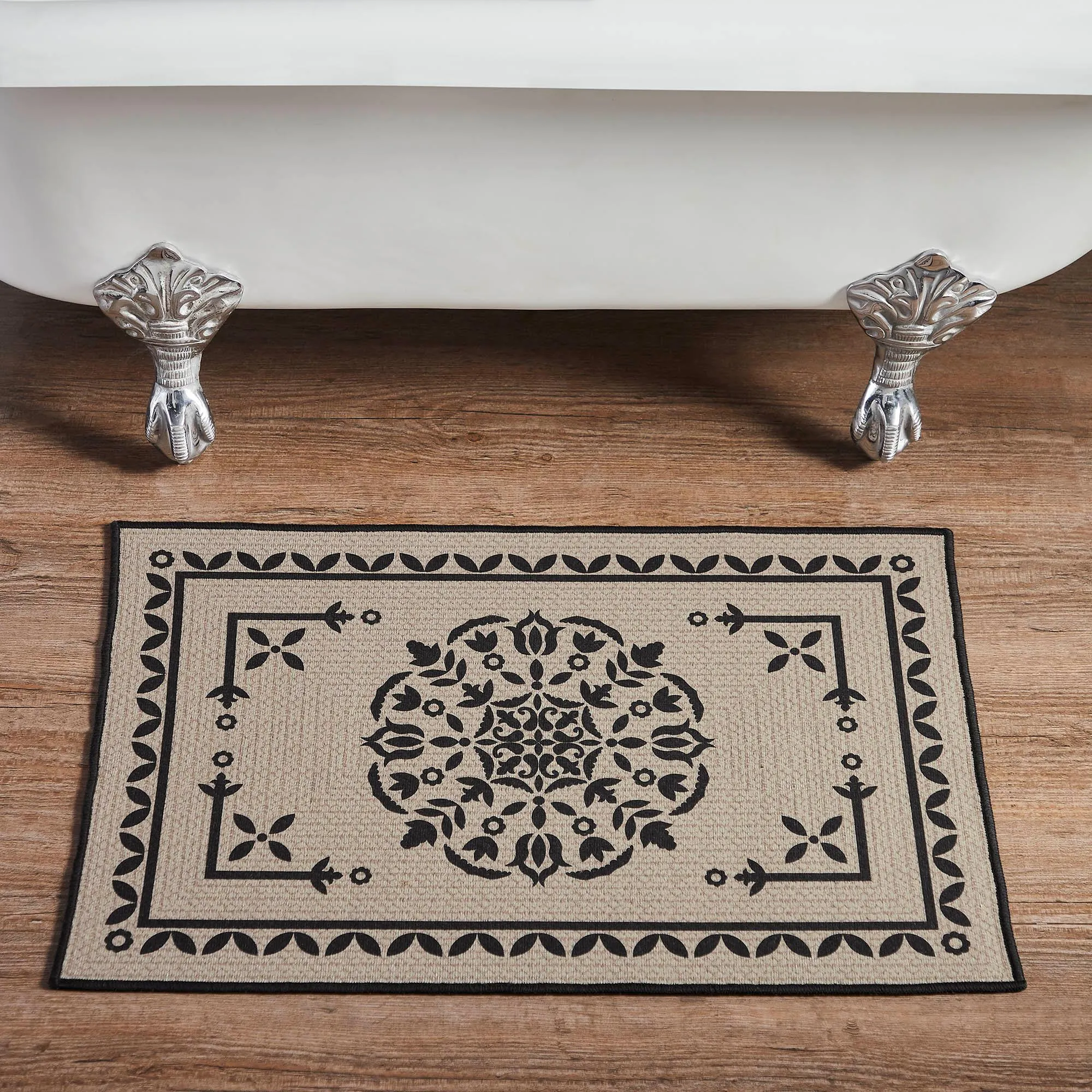 Custom House Black Tan Jacquard Polyester Bathmat 20x30