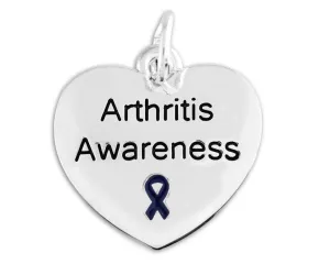 Dark Blue Ribbon Arthritis Awareness Heart Charms