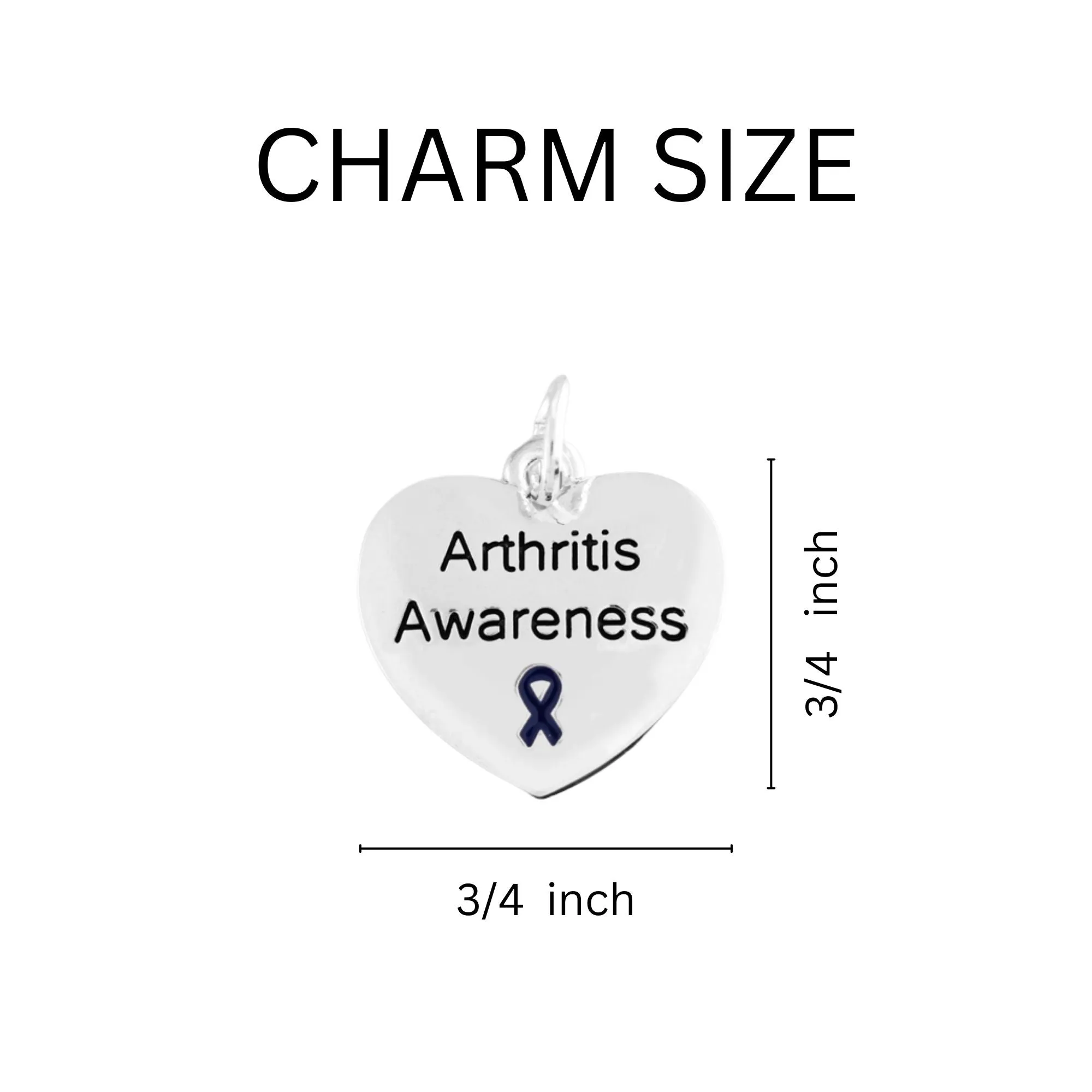 Dark Blue Ribbon Arthritis Awareness Heart Charms