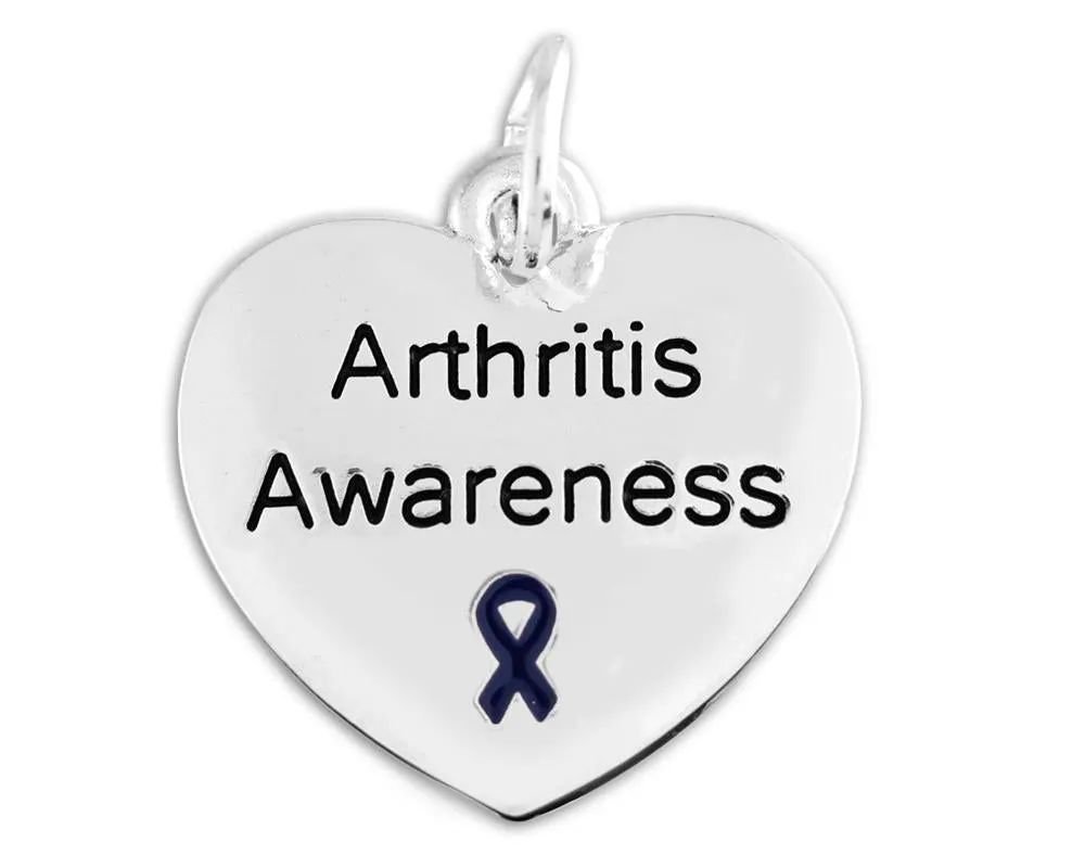Dark Blue Ribbon Arthritis Awareness Heart Charms