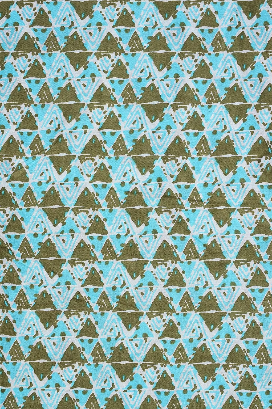 Dark Olive And Sky Blue Pure Cotton Unstitched Suit (2 Piece)