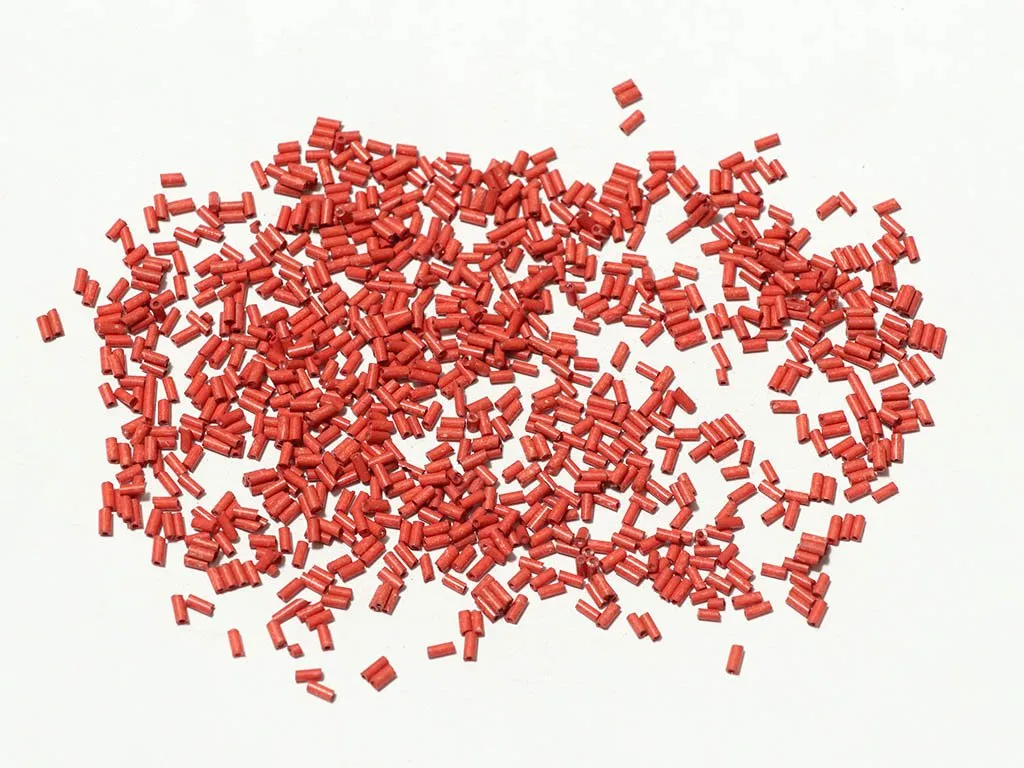 Deep Red Opaque Pipe / Bugle Glass Seed Beads- 4.5 mm