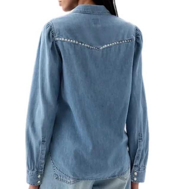 Denim Button Down Black Hand Embroidery
