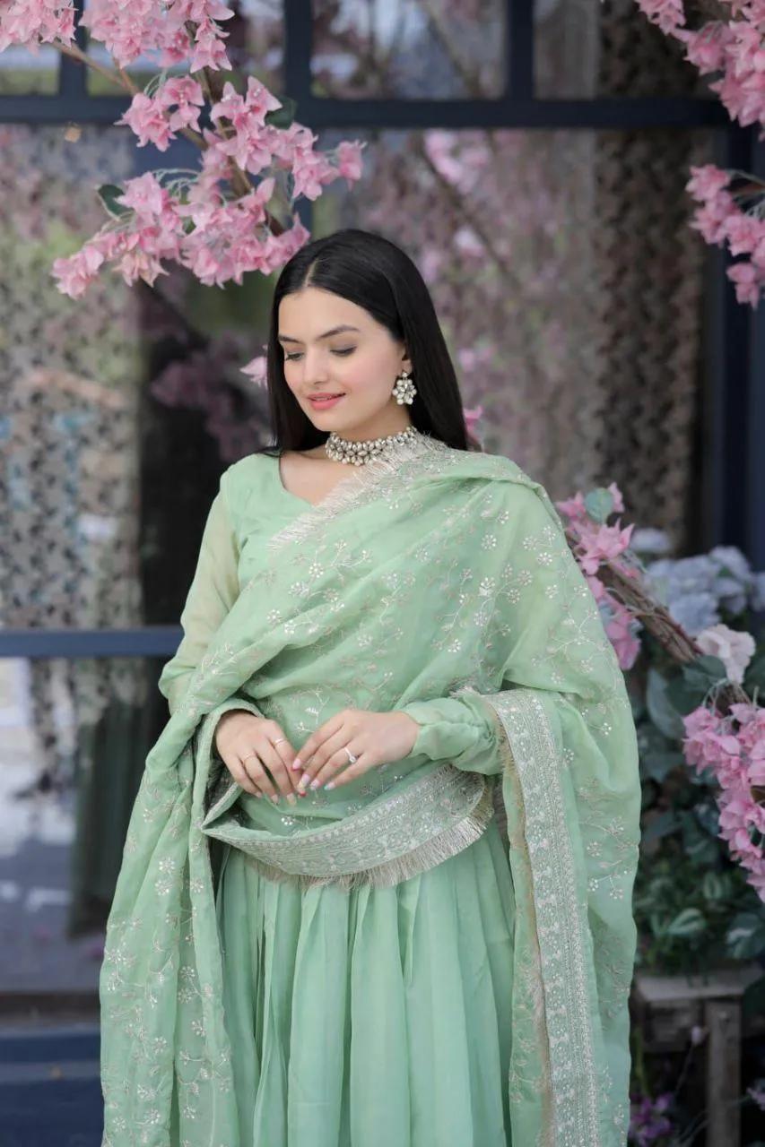 Elegant Lavender Anarkali Suit with Embroidered Dupatta