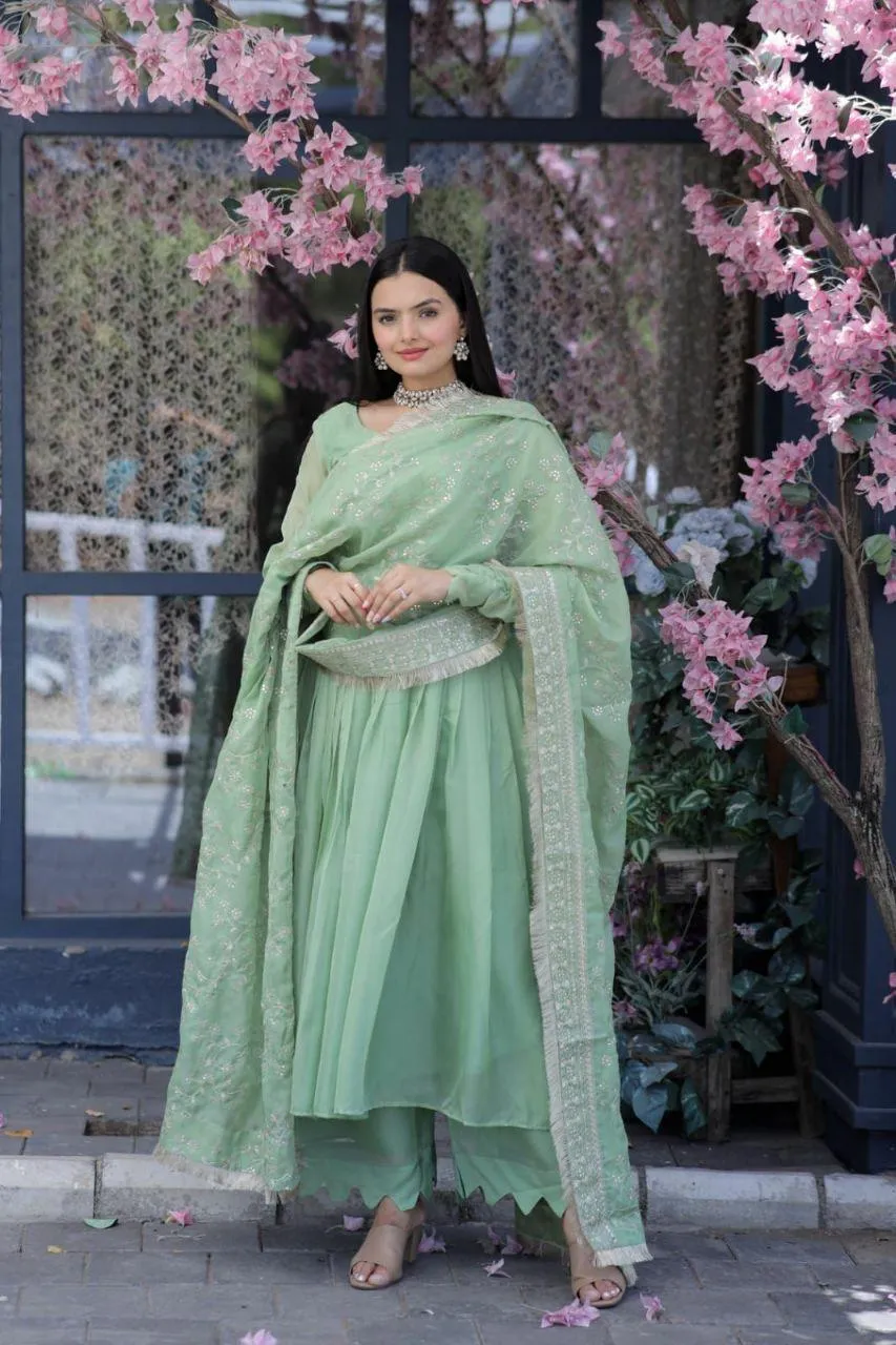 Elegant Lavender Anarkali Suit with Embroidered Dupatta