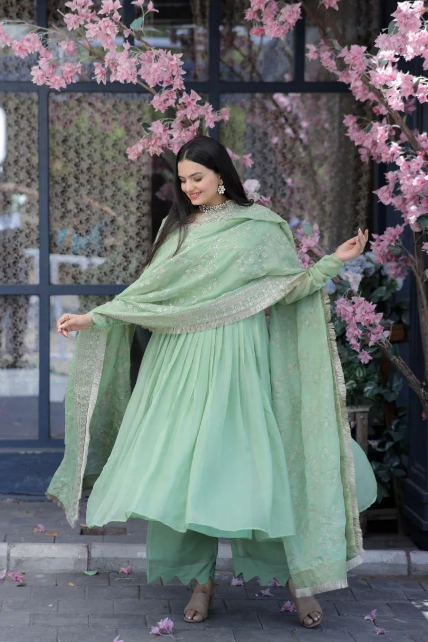 Elegant Lavender Anarkali Suit with Embroidered Dupatta