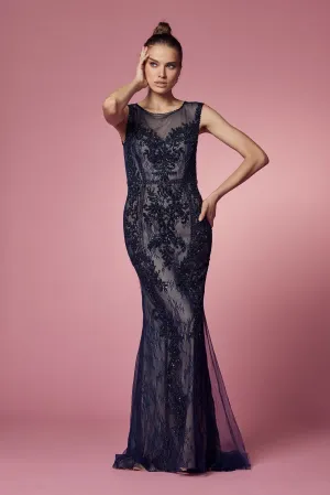 Embroidered Lace Mermaid Long Prom & Mother Of The Bride Dress NXE1006P