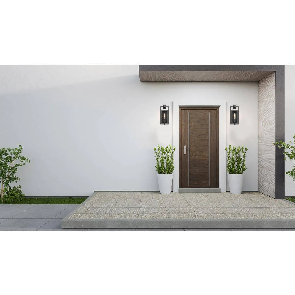 Exhibit; 1 Light; Small Wall Lantern; Matte Black Finish with Clear Beveled Glass