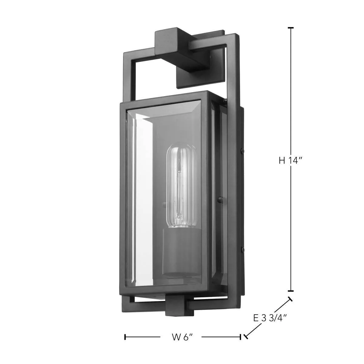 Exhibit; 1 Light; Small Wall Lantern; Matte Black Finish with Clear Beveled Glass
