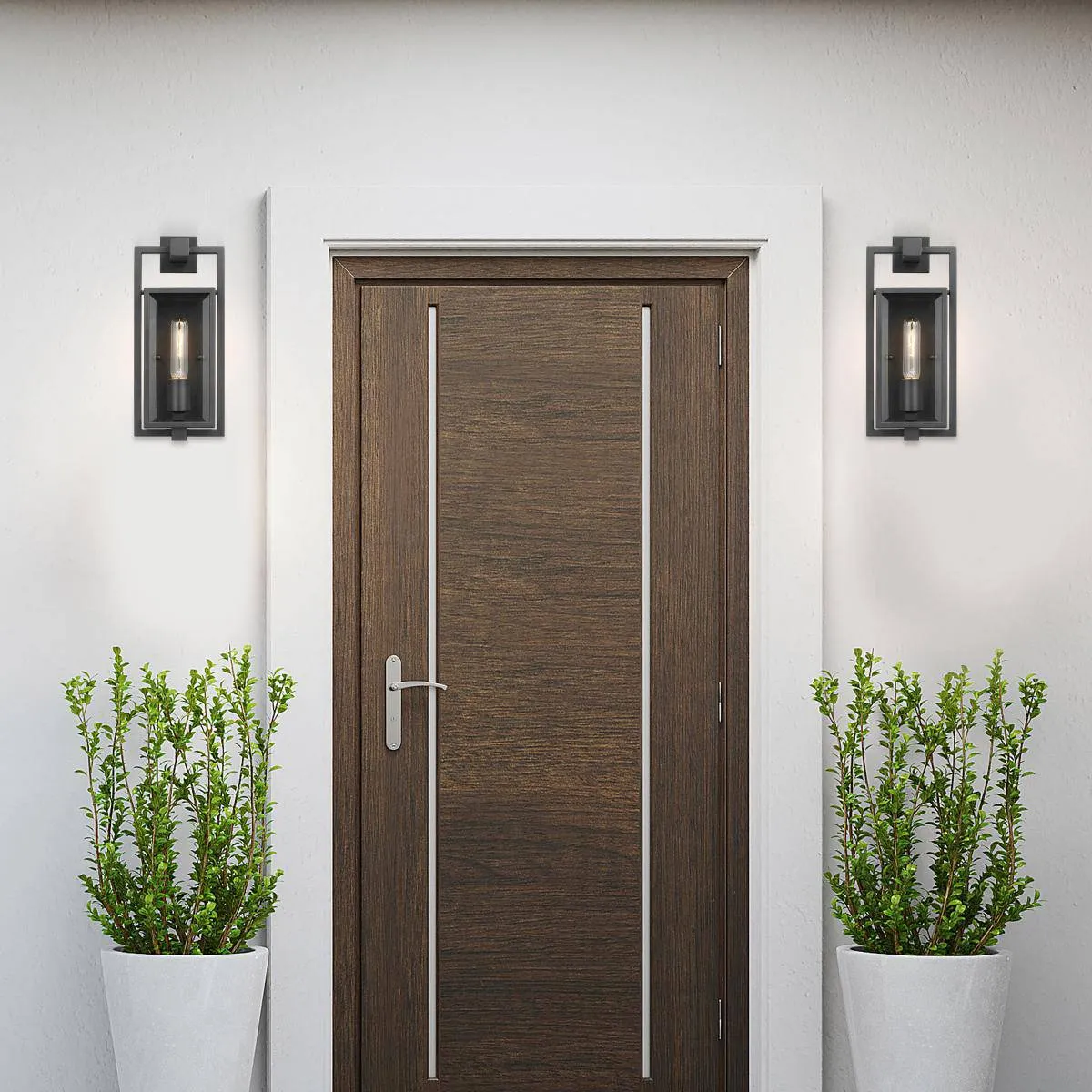 Exhibit; 1 Light; Small Wall Lantern; Matte Black Finish with Clear Beveled Glass