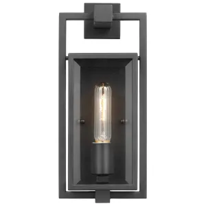 Exhibit; 1 Light; Small Wall Lantern; Matte Black Finish with Clear Beveled Glass
